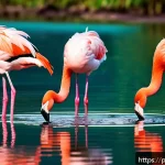 Home 23 홍학의 다리 색 변화 이유 - A vibrant group of American flamingos standing gracefully in a pristine saltwater lagoon in Brazil, ...